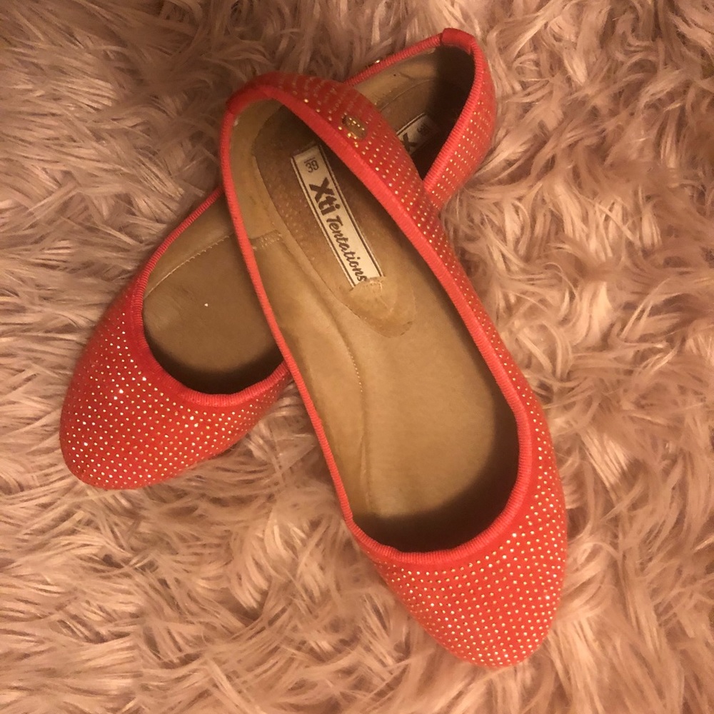 Red rhinestoned ballet flats from Spain, size 39